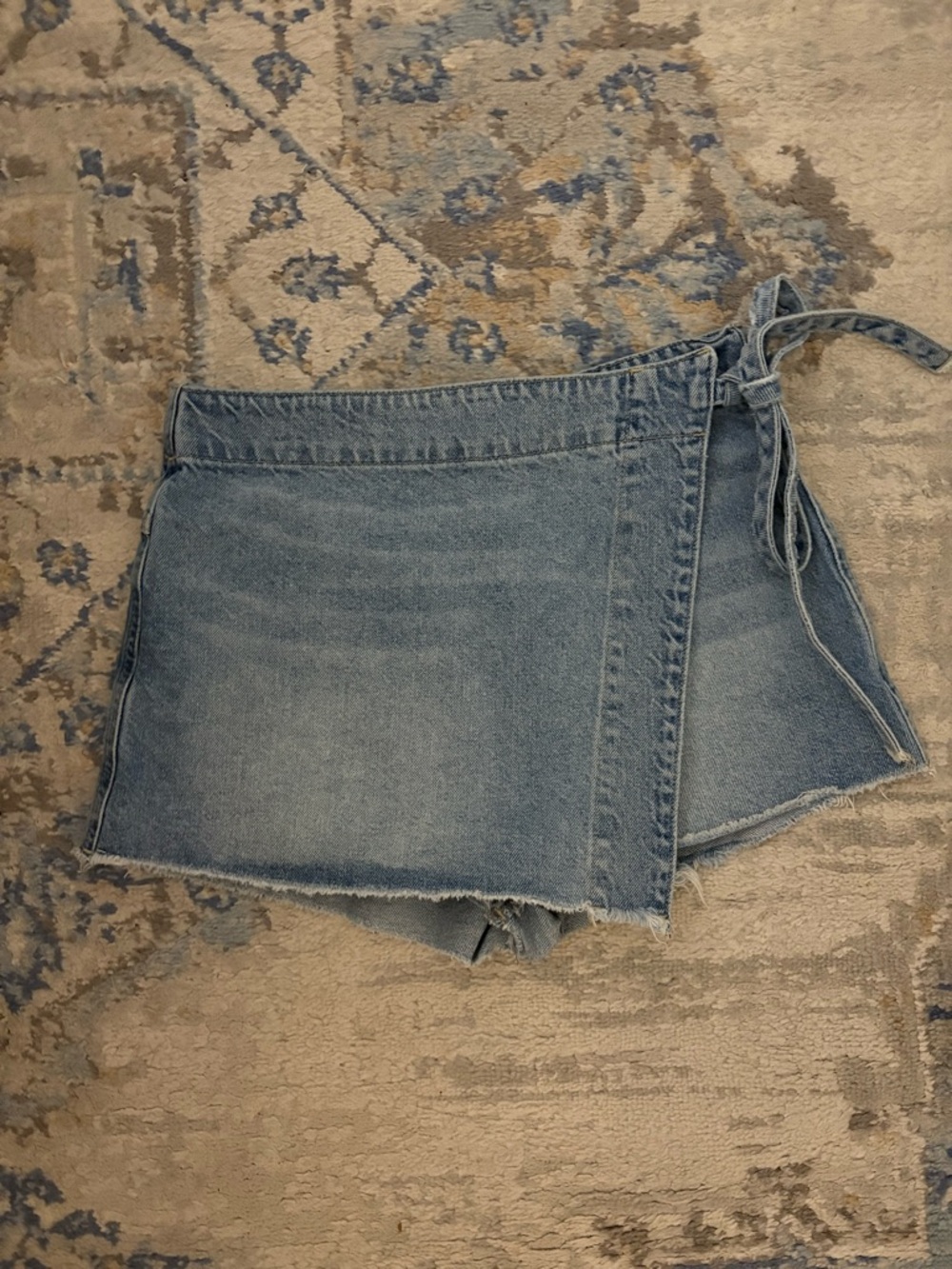 Free people Light Blue Denim Wrap Skort with Side Tie